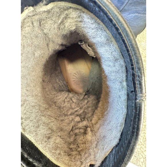 Vintage UGG Australia Black Leather Shearling-Lined Ankle Boots Men's Size 7 Wi - Picture 6 of 16